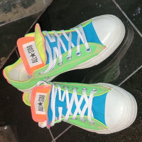 💚💛Neon Converse All Star double tongue💚💛 - Picture 2 of 11